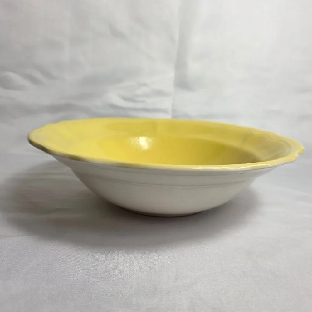 ONE Federalist by Sears Buttercup Serving Bowl Yellow with Scalloped Edge 9 Inch